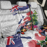 New Zealand Christmas Back Car Seat Cover Meri Kirihimete-Tuatara and Pohutukawa White Color LT03 - Polynesian Pride