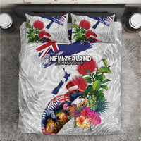 New Zealand Christmas Bedding Set Meri Kirihimete-Tuatara and Pohutukawa White Color LT03 White - Polynesian Pride