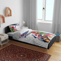 New Zealand Christmas Bedding Set Meri Kirihimete-Tuatara and Pohutukawa White Color LT03 - Polynesian Pride