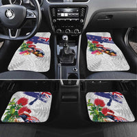 New Zealand Christmas Car Mats Meri Kirihimete-Tuatara and Pohutukawa White Color LT03 Set 4pcs White - Polynesian Pride