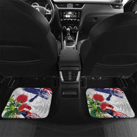 New Zealand Christmas Car Mats Meri Kirihimete-Tuatara and Pohutukawa White Color LT03 Set 2pcs - Back White - Polynesian Pride
