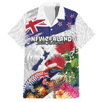 New Zealand Christmas Hawaiian Shirt Meri Kirihimete-Tuatara and Pohutukawa White Color LT03 White - Polynesian Pride