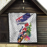 New Zealand Christmas Quilt Meri Kirihimete-Tuatara and Pohutukawa White Color LT03 - Polynesian Pride