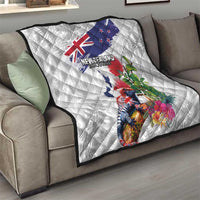 New Zealand Christmas Quilt Meri Kirihimete-Tuatara and Pohutukawa White Color LT03 - Polynesian Pride