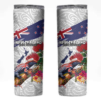 New Zealand Christmas Skinny Tumbler Meri Kirihimete-Tuatara and Pohutukawa White Color LT03 White - Polynesian Pride