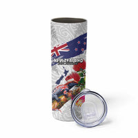 New Zealand Christmas Skinny Tumbler Meri Kirihimete-Tuatara and Pohutukawa White Color LT03 - Polynesian Pride