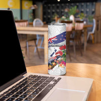 New Zealand Christmas Skinny Tumbler Meri Kirihimete-Tuatara and Pohutukawa White Color LT03 - Polynesian Pride