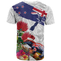 New Zealand Christmas T Shirt Meri Kirihimete-Tuatara and Pohutukawa White Color LT03 - Polynesian Pride