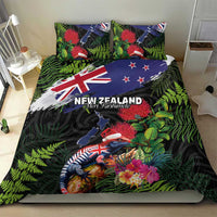 New Zealand Christmas Bedding Set Meri Kirihimete-Tuatara and Pohutukawa Black Color LT03 - Polynesian Pride