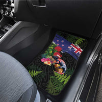 New Zealand Christmas Car Mats Meri Kirihimete-Tuatara and Pohutukawa Black Color LT03 - Polynesian Pride