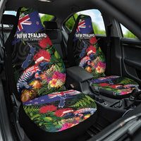 New Zealand Christmas Car Seat Cover Meri Kirihimete-Tuatara and Pohutukawa Black Color LT03 One Size Black - Polynesian Pride