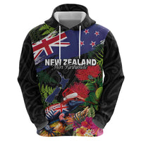 New Zealand Christmas Hoodie Meri Kirihimete-Tuatara and Pohutukawa Black Color LT03 - Polynesian Pride