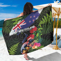 New Zealand Christmas Sarong Meri Kirihimete-Tuatara and Pohutukawa Black Color LT03 One Size 44 x 66 inches Black - Polynesian Pride