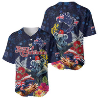 Australia and New Zealand Baseball Jersey Merry Christmas-Tuatara and Koala with Plants Xmas Style LT03 - Polynesian Pride