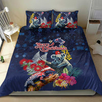 Australia and New Zealand Bedding Set Merry Christmas-Tuatara and Koala with Plants Xmas Style LT03 - Polynesian Pride