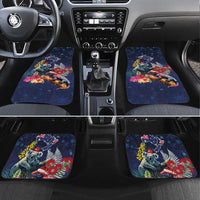 Australia and New Zealand Car Mats Merry Christmas-Tuatara and Koala with Plants Xmas Style LT03 Set 4pcs Navy - Polynesian Pride
