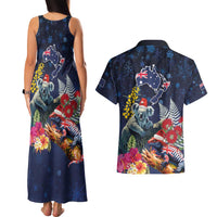 Australia and New Zealand Couples Matching Tank Maxi Dress and Hawaiian Shirt Merry Christmas-Tuatara and Koala with Plants Xmas Style LT03 - Polynesian Pride