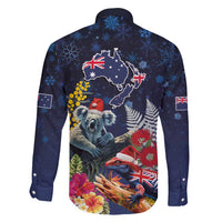 Australia and New Zealand Family Matching Long Sleeve Bodycon Dress and Hawaiian Shirt Merry Christmas-Tuatara and Koala with Plants Xmas Style LT03 - Polynesian Pride