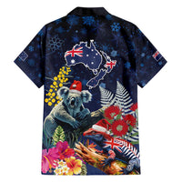 Australia and New Zealand Family Matching Off Shoulder Short Dress and Hawaiian Shirt Merry Christmas-Tuatara and Koala with Plants Xmas Style LT03 - Polynesian Pride