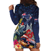 Australia and New Zealand Hoodie Dress Merry Christmas-Tuatara and Koala with Plants Xmas Style LT03 - Polynesian Pride