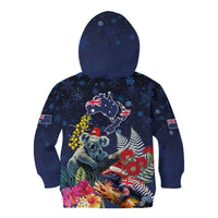 Australia and New Zealand Kid Hoodie Merry Christmas-Tuatara and Koala with Plants Xmas Style LT03 - Polynesian Pride