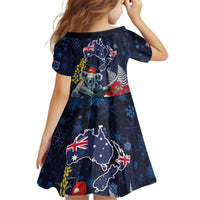 Australia and New Zealand Kid Short Sleeve Dress Merry Christmas-Tuatara and Koala with Plants Xmas Style LT03 - Polynesian Pride