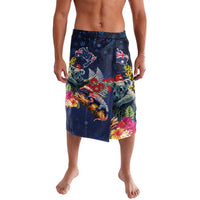 Australia and New Zealand Lavalava Merry Christmas-Tuatara and Koala with Plants Xmas Style LT03 Navy - Polynesian Pride
