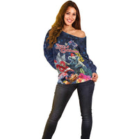 Australia and New Zealand Off Shoulder Sweater Merry Christmas-Tuatara and Koala with Plants Xmas Style LT03 - Polynesian Pride