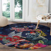 Australia and New Zealand Round Carpet Merry Christmas-Tuatara and Koala with Plants Xmas Style LT03 - Polynesian Pride