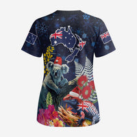 Australia and New Zealand Scrub Top Merry Christmas-Tuatara and Koala with Plants Xmas Style LT03 - Polynesian Pride