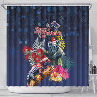 Australia and New Zealand Shower Curtain Merry Christmas-Tuatara and Koala with Plants Xmas Style LT03 - Polynesian Pride