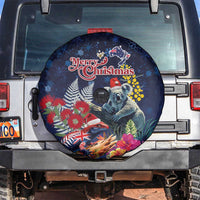 Australia and New Zealand Spare Tire Cover Merry Christmas-Tuatara and Koala with Plants Xmas Style LT03 Navy - Polynesian Pride