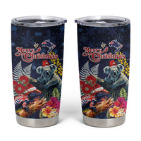 Australia and New Zealand Tumbler Cup Merry Christmas-Tuatara and Koala with Plants Xmas Style LT03 Navy - Polynesian Pride