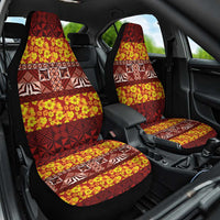 Samoa Siapo and Tapa Car Seat Cover Pacific Tribal Pattern with Hibiscus Striped Style