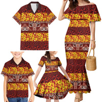 Samoa Siapo and Tapa Family Matching Mermaid Dress and Hawaiian Shirt Pacific Tribal Pattern with Hibiscus Striped Style LT03 - Polynesian Pride