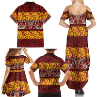 Samoa Siapo and Tapa Family Matching Summer Maxi Dress and Hawaiian Shirt Pacific Tribal Pattern with Hibiscus Striped Style LT03 - Polynesian Pride