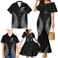 New Zealand Netball Family Matching Mermaid Dress and Hawaiian Shirt Koru and Maori Tattoo Jersey LT03 - Polynesian Pride