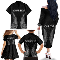 New Zealand Netball Family Matching Off The Shoulder Long Sleeve Dress and Hawaiian Shirt Koru and Maori Tattoo Jersey LT03 - Polynesian Pride