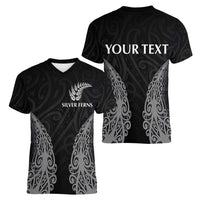 New Zealand Netball Women V-Neck T-Shirt Koru and Maori Tattoo Jersey LT03 - Polynesian Pride