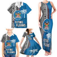 Fiji Rugby Family Matching Tank Maxi Dress and Hawaiian Shirt Coat of Arms Palm Tree Mix Polynesia Tapa Pattern LT03 - Polynesian Pride