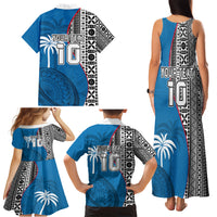 Custom Fiji Rugby Family Matching Tank Maxi Dress and Hawaiian Shirt Coat of Arms Palm Tree Mix Polynesia Tapa Pattern LT03 - Polynesian Pride