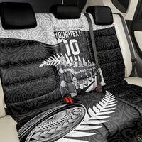 Custom New Zealand World Cup 2023 Back Car Seat Cover Aotearoa Haka Rugby with Silver Fern Maori Ethnic Pattern LT03 - Polynesian Pride