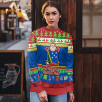 Solomon Islands Christmas Ugly Christmas Sweater Santa With Flag Of Solomon Polynesian Tribal Xmas Vibe LT03 - Polynesian Pride
