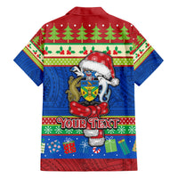 Personalised Solomon Islands Christmas Family Matching Off Shoulder Maxi Dress and Hawaiian Shirt Santa With Flag Of Solomon Polynesian Tribal Xmas Vibe LT03 - Polynesian Pride