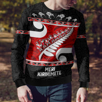 Personalized New Zealand Christmas Ugly Christmas Sweater Santa Haka Fern and Kiwi Bird Tino Rangatiratanga Maori Flag Style LT03 - Polynesian Pride