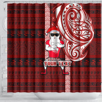 Personalized New Zealand Christmas Shower Curtain Santa Claus and Kiwi Bird Maori Tattoo Koru Pattern LT03 - Polynesian Pride