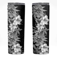 Hawaii Tropical Leaves and Flowers Skinny Tumbler Tribal Polynesian Pattern Black White Style LT03 Black - Polynesian Pride