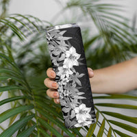 Hawaii Tropical Leaves and Flowers Skinny Tumbler Tribal Polynesian Pattern Black White Style LT03 - Polynesian Pride
