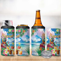 Hawaii Cocktails 4 in 1 Can Cooler Tumbler Parrot with Cute Beach Landscape and Tropical Plants LT03 - Polynesian Pride