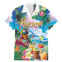 Hawaii Cocktails Family Matching Mermaid Dress and Hawaiian Shirt Parrot with Cute Beach Landscape and Tropical Plants LT03 Dad's Shirt - Short Sleeve Pastel - Polynesian Pride